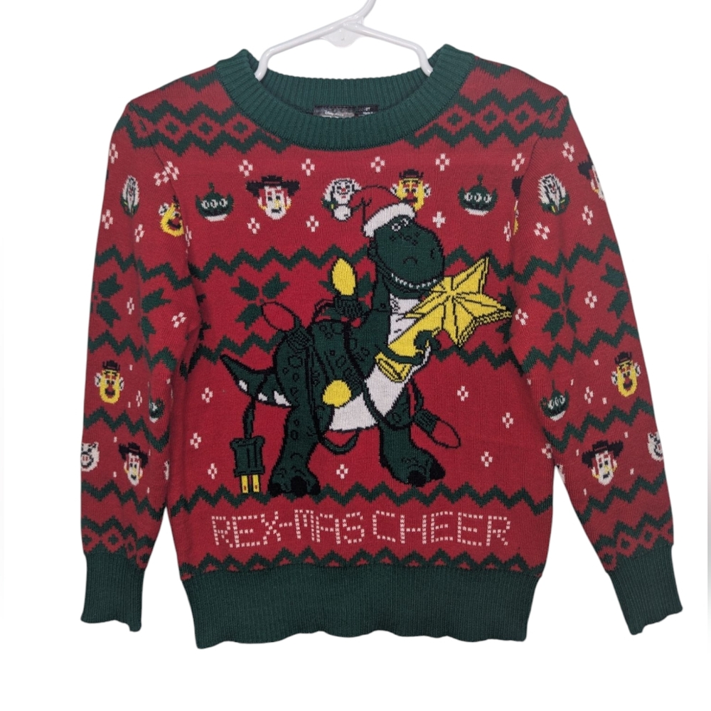 Disney Pixar The Toy Story Rex-Mas Cheer Crew Neck Sweater Size 2T